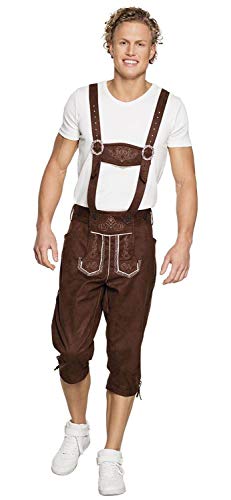 Boland 54277 - Lederhose Jan wadenlang, Größe L/XL, braune Hose in Lederoptik, Bayer, Tracht, Volksfest, Kostüm, Karneval, Mottoparty von Boland