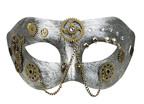 Boland 54522 - Augenmaske Sightpunk, Mehrfarbig, mit Zahnrädern und Ketten verziert, Accessoire, Maske, Karneval, Kostüm, Mottoparty von Boland