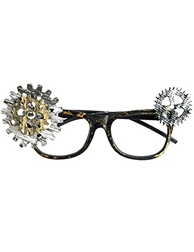 Boland 54557 - Partybrille Steampromo, Unisex, Brille ohne Gläser, Steampunk, Timepunk, Zahnrad, Accessoire, Kostüm, Karneval, Mottoparty, Halloween von Boland