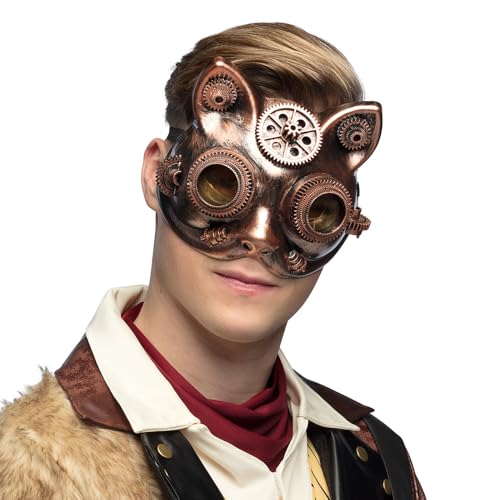 Boland 54576 - Halbmaske Steamcat, Maske für Steampunk Faschingskostüme, Accessoires für Karneval oder Mottoparty von Boland