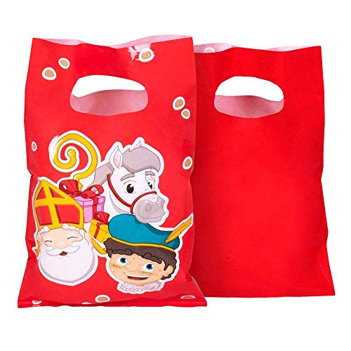 Boland 56674 - Partytüten Sankt Nikolaus, 6 Stück, Größe 23 x 15 cm, Partybeutel, Mitgebsel, Mitbringsel, Geschenktüten von Boland