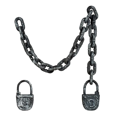 Boland 00634 - Gliederkette mit Schloss, Länge circa 123 cm, Gefangener, Henker, Kostüm-Accessoire für Karneval, Halloween und Mottopartys von Boland