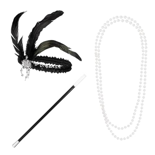 Boland 64347 - 20er Jahre Set für Kostüme, Zubehör für Karneval, Kostüm-Set, Stirnband, Halter und Halskette, Mottoparty, JGA von Boland