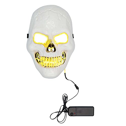 Boland 72258 - LED-Maske Killer Skull, Weiß, Batteriebetrieb, 2x AA, LED-Licht, Gesichtsmaske, Accessoire, Halloween, Karneval, Mottoparty von Boland