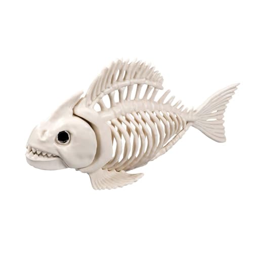 Boland 72400 - Fisch-Skelett, Größe 24 cm, beweglicher Mund, Attrappe aus Kunststoff, Dekoration für Halloween, Karneval oder Mottoparty, Beige-schwarz Boland 72400 - Fisch-Skelett, Größe 24 cm, beweglicher Mund, Attrappe aus Kunststoff, Dekoration für Halloween, Karneval oder Mottoparty, Beige-schwarz von Boland