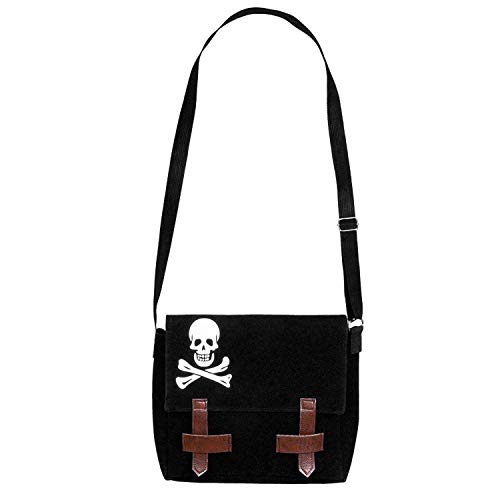 Boland 74145 - Tasche Pirat, Größe 25 x 26 cm, Umhängetasche mit Totenkopf und Schulterriemen, Handtasche, Karneval, Mottoparty, Halloween von Boland