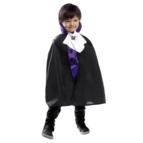 Boland 78159 - Kinder-Kostüm Vampir, Größe 104 - 110, Alter 3 bis 4 Jahre, Umhang mit Kragen und Shirt mit Jabot, Kleinkind, Vampire Villain, Verkleidung, Halloween, Karneval, Mottoparty von Boland