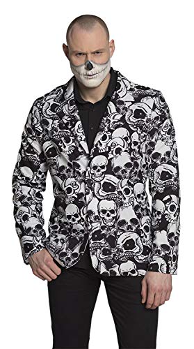 Boland 79134 - Jacke Skulls, Totenkopf-Jacke, Herren, Erwachsene, schwarz-weiß-Sakko, Größe XL, aus Polyester, Halloween, Karneval, Mottoparty von Boland