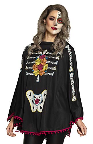 Boland 79185 - Poncho Day of The Dead, Mehrfarbig, Halloween, Karneval, Themenparty, Mottoparty, Dia de los Muertos von Boland