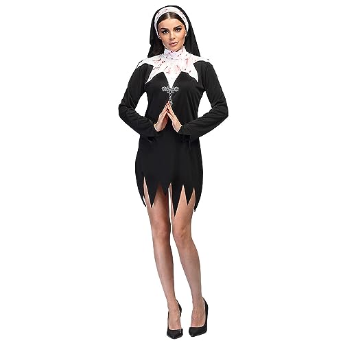 Boland 79213 - Kostüm Blutige Nonne für Erwachsene, Größe M, Faschingskostüme Damen, Horror Kostüm für Halloween oder Karneval von Boland