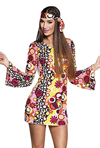 Boland 83867 - Kostüm Groovy-Girl, Kleid und Haarband, für Damen, Disco-Lady, Flower Power, Karneval, Mottoparty von Boland