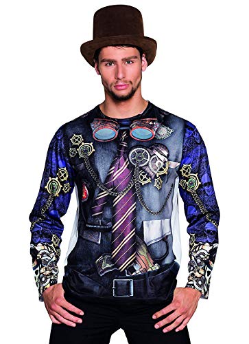 Boland - Fotorealistisches Shirt Mr. Steampunk, verschiedene Größen, Langarm-Shirt mit Motiv-Druck, Longsleeve, Kostüm, Karneval, Mottoparty von Boland