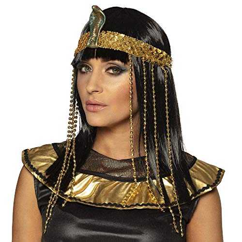 Boland 85057 - Perücke Ägyptische Königin mit Stirnband, Kunsthaar, lange Haare, Frisur, Krone, Cleopatra, Ägypten, Accessoire, Kostüm, Karneval, Mottoparty von Boland