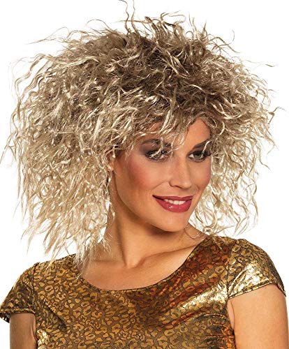 Boland 86374 - Perücke Rock Queen, für Erwachsene, Blond-Braun, Lockenperücke, Accessoire, Rockstar, Popstar, 80er Jahre, Motto Party, Karneval von Boland