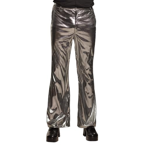 Boland 87141 - Disco Hose, Größe M/L, Silber, Schlag-Hose, 70er, glänzend, Karneval, Mottoparty von Boland