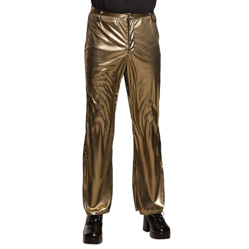 Boland 87142 - Disco Hose, Größe M/L, Gold, Schlaghose, 70er, glänzend, Karneval, Mottoparty von Boland