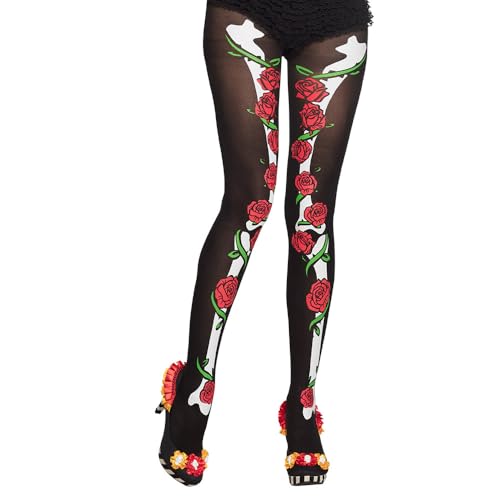 Boland 87899 - Strumpfhose La Muerte für Damen, dehnbare Hose, Dia de los Muertos, Nylon Strümpfe für Karneval, Halloween und Mottoparty von Boland