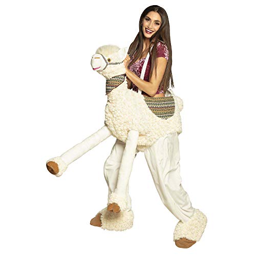 Boland 88086 - Kostüm Auf einem Lama, Einheitsgröße für Erwachsene, Unisex, Kostüm mit Plüsch, Alpaka, Reiter, Hose mit Tier, Karneval, Fasching, Mottoparty, Beige von Boland