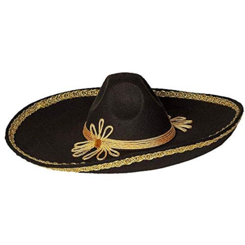 Boland 95469 - Sombrero Carlos, Durchmesser 55 cm, Schwarz-Gold, Hut, Mexiko, Mexikaner, Accessoire, Karneval, Mottoparty von Boland