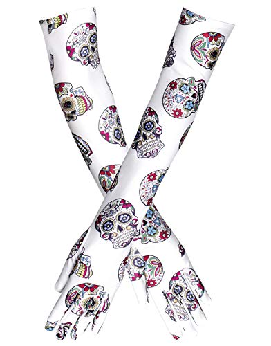 Boland 97038 Paar Handschuhe Ellebogen Day of The Dead, Mehrfarbig von Boland