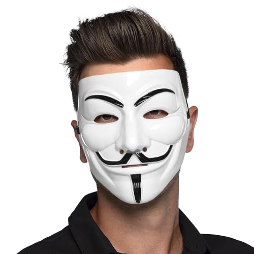 Boland Anonymous Gesichtsmaske, Weiß, Erwachsene, I Anonym Protest Hacker Guido I Halloween Karneval Kostüm Cosplay von Boland