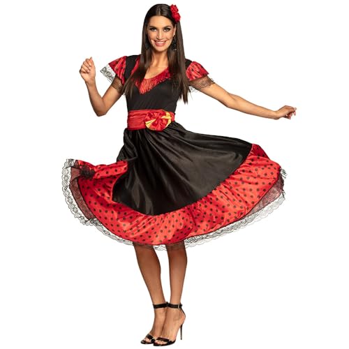 Boland - Erwachsenen-Kostüm Flamenco-Tänzerin, Kleid, Gürtel und Haarschmuck, Spanierin, Set, Karneval, Mottoparty, EM, WM von Boland