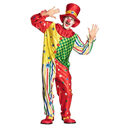 Boland - Erwachsenen-Kostüm Lustiger Clown, verschiedene Größen, Mehrfarbig mit Mustern, Kostümset bestehend aus: Hut und Overall, perfekt für Mottoparty, Karneval und Zirkus, Unisex, Giggles von Boland