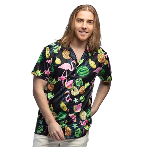 Boland - Hawaii Hemd Flamingo für Herren, Kurzarm Shirt, Oberteil für Karneval, Mottoparty und JGA von Boland