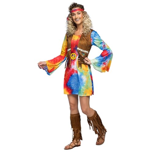 Boland - Hippie Kostüm für Erwachsene, Verkleidung für Karneval, Mottoparty und Cosplay, Faschingskostüm, 38/36 von Boland