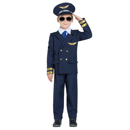 Boland - Kinderkostüm Pilot, 5-teilig, Faschingskostüm für Mottoparty, Halloween oder Karneval, Flugkapitän von Boland