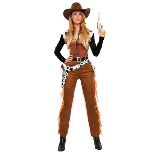 Boland - Kostüm Cowgirl für Damen, 3-teilig, Faschingskostüm für Mottoparty, Halloween oder Karneval, Wilder Westen, Cowboy von Boland