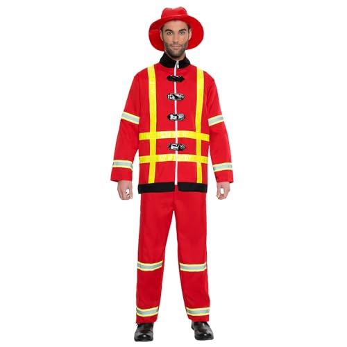 Boland - Kostüm Feuerwehrmann für Herren, 3-teilig, Faschingskostüm für Mottoparty, Halloween oder Karneval, Feuerwehr von Boland