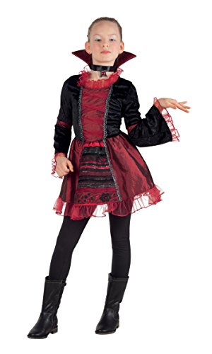 Boland - Kostüm für Kinder Vampir Kaiserin, Kleid mit Kragen und Halskette, Rot-Schwarz, verschiedene Größen, Karneval, Mottoparty, Halloween von Boland