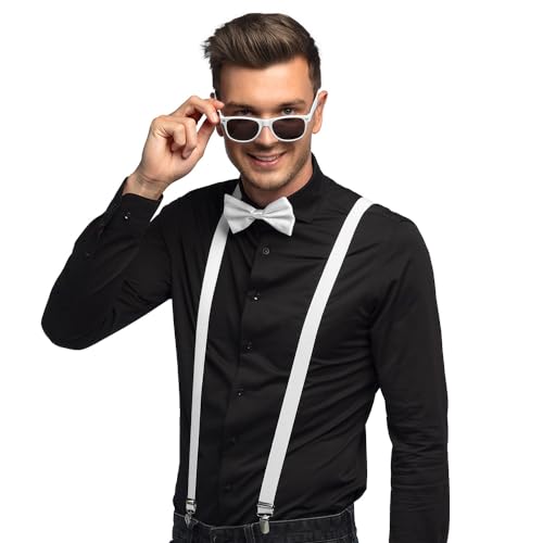 Boland - Kostümset 3-teilig, Zubehör Set mit Hosenträger, Brille und Fliege, für Festival, JGA, Karneval und Mottoparty Boland - Kostümset 3-teilig, Zubehör Set mit Hosenträger, Brille und Fliege, für Festival, JGA, Karneval und Mottoparty von Boland