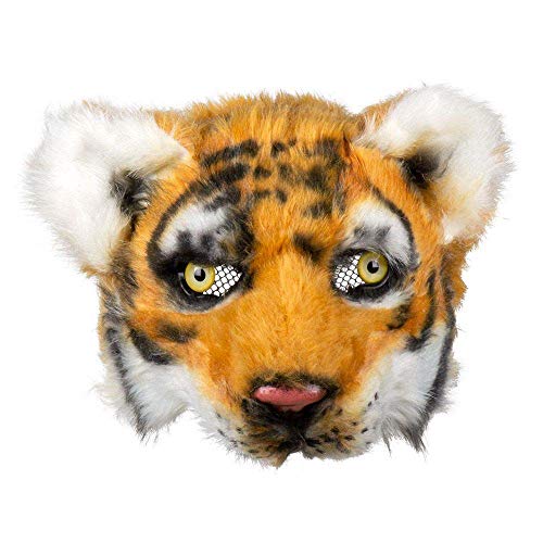 Boland 56751 - Plüsch-Halbmaske Tiger, Einheitsgröße, Schwarz, Weiß u. Hellbraun, Gesichtsmaske, Tiermaske, Fellmaske, Accessoire, Kostüm, Verkleidung, Karneval, Fasching, Mottoparty von Boland