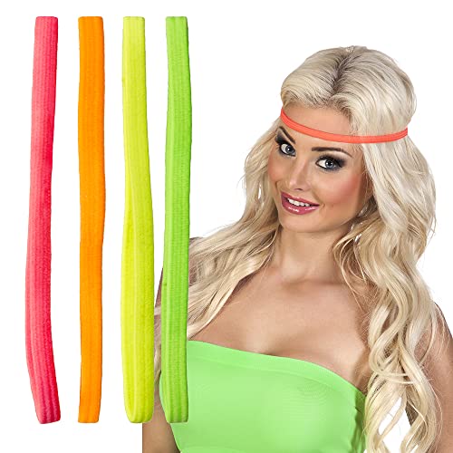 Boland 85961 - Stirnband Set, 4 Stück, elastisch, Stirnreif, Haarband, Accessoire, Mottoparty, Festival, Karneval von Boland