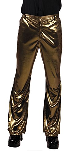 Boland 87142 - Disco Hose, Größe M/L, Gold, Schlaghose, 70er, glänzend, Karneval, Mottoparty von Boland