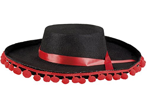 Boland 04263 - Hut Espagnole, Rot-Schwarz, Kopfbedeckung, Flamenco-Tänzer, Spanier, Spanien, Kostüm, Karneval, Mottoparty von Boland