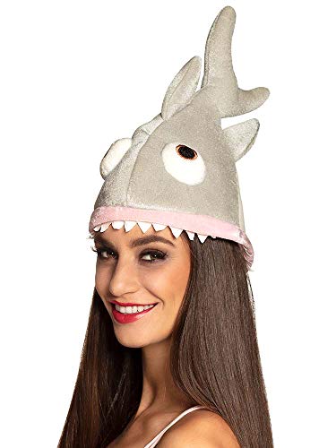 Boland 99951 - Hut Hai für Erwachsene, Einheitsgröße, grau, Fisch, Unterwasserwelt, Kopfbedeckung, Accessoire, Motto Party, Karneval von Boland