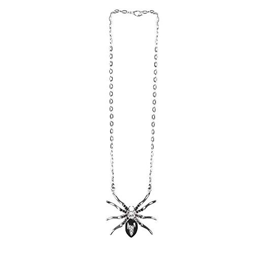 Boland 72052 - Halskette Spinne, 1 Stück, Einheitsgröße, Silber, Schwarze Witwe, Modeschmuck, Collier, Accessoire, Verkleidung, Halloween, Karneval, Mottoparty, Hexe, Gothic, Vampir von Boland