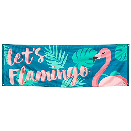 Boland 52552 - Banner Let´s Flamingo, Größe 74 x 220 cm, Polyester, Wanddekoration, Hängedekoration, Fahne, Partydekoration, Geburtstag, Beach Party, Mottoparty, Karneval, Bunt von Boland