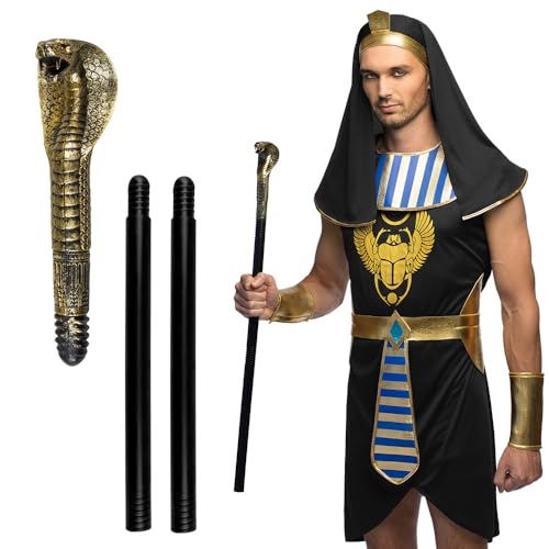 Boland 00798 - Schlangen Zepter, 3-tlg, ca. 82 cm, Kostüm Zubehör für Karneval, Mottoparty und Halloween, Accessoire für Voodoo oder Afrika Verkleidung, Schwarz/Gold von Boland