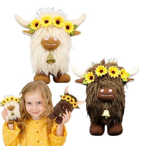 Bollisate Gefüllte Highland Cow Plüschspielzeug, Highland Cow Plüsch | 2X Plüschkissen Tierspielzeug,Highland Cow Sofa ationsraum für Schlafzimmer, Kinderzimmer von Bollisate