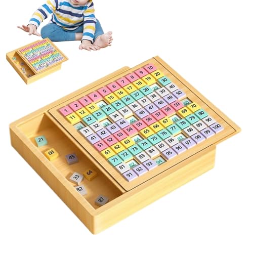 Bollisate Holzhundert Board, Math Hundert Board - 1-100 Zahlen Math Learning Game - Zählen Sie Bildungsspielzeug digitales Brettspiel für 3+ Jahre alte Mädchen im Vorschulalter von Bollisate