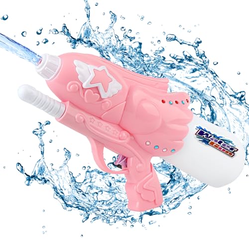 Boloshine Wasserpistole für Kinder, 400ml Wasserspritzpistole mit 5-8 Meter Großer Reichweite, Sommer Schwimmbad Strand Wasser Guns, Garten Party Spiel Geschenk für Mädchen Junge (Rosa Stern) von BoloShine