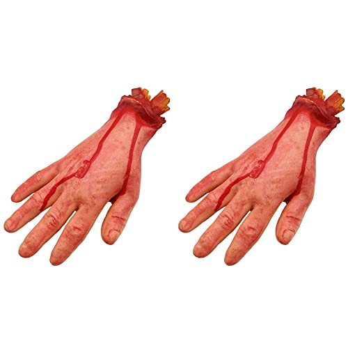 Bolvina 2X Bloody Horror Scary Halloween Prop Fake Abgetrennte Lebensgröße Arm Hand House Scary Bloody von Bolvina