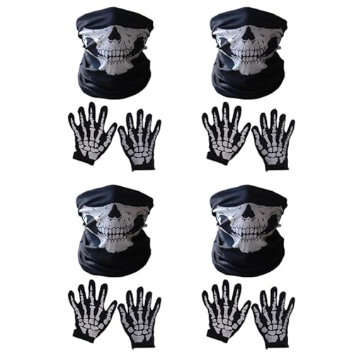 Bolvina Halloween Maske Scary Skull Chin Maske Skeleton Ghost Hand Schuhe für Performances, Partys, Dress Up, Festivals (12 Stück) von Bolvina