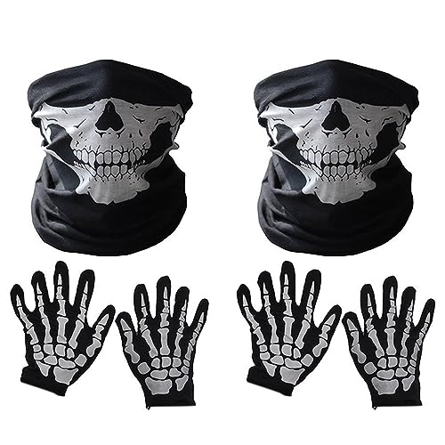 Bolvina Halloween Maske Scary Skull Chin Maske Skeleton Ghost Hand Schuhe für Performances, Partys, Dress Up, Festivals (6 Stück) von Bolvina