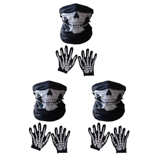 Bolvina Halloween Maske Scary Skull Chin Maske Skeleton Ghost Hand Schuhe für Performances, Partys, Dress Up, Festivals (9 Stück) von Bolvina