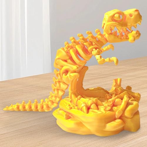 BomKra 3D-gedrucktes, einteiliges Skelett, Tyrannosaurus Rex, bewegliche Gelenke, stehend, großes Maul, Dinosaurier-Modell, Ornament, Flexibles bewegliches Dinosaurier-Spielzeug, kreative Sa von BomKra